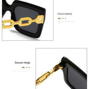 Nuevo diseño de lujo de moda de gran tamaño cuadrado mujeres <span class=keywords><strong>gafas</strong></span> de sol cadena única piernas huecas <span class=keywords><strong>gafas</strong></span> de sol - Product Image 4
