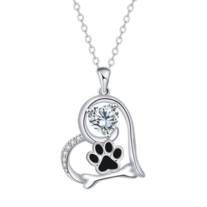 Gran oferta 2025, collar de corazón con estampado de pata de ley exquisito de Zirconia cúbica de alta calidad para joyería de amante de mascotas - Product Image 5
