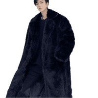 Manteau long en fausse fourrure pour homme, automne/hiver ; Veste matelassée élégante et stylée avec doublure en fausse fourrure de renard, poches intégrées pour rester au chaud