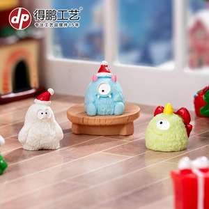Miniature Cartoon Christmas Monster Ornament Resin Figurine Dollhouse Home <b>Decoration</b> Desktop <b>Car</b> Decor Indoor Use - Product Image 3