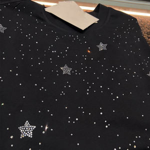 T-shirt pour homme de haute qualité, poids lourd, 100% coton, lettres personnalisées, cristaux brillants, coupe ample, respirant, transfert de chaleur en strass - Product Image 2
