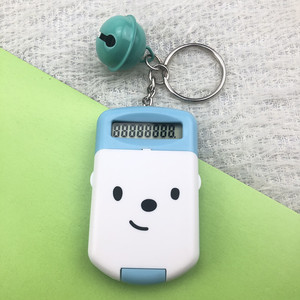 Flip Top Keychain Calculator Cartoon Design 8 Digit Mini Calculator For Kids And Girls Korean Style Pendant With Bell - Product Image 3