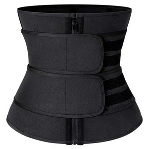 Corset amincissant en latex noir grande taille avec double ceinture et fermeture éclair, effet sauna, pour le fitness féminin - Product Image 5