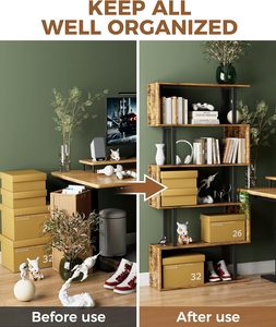 <strong>Tall</strong> Book <strong>Shelf</strong> <strong>Unit</strong> for Living Room Bedroom, White Special Shaped Wooden Bookcase - Product Image 6