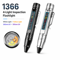Linterna UV de Aluminio de 4 Luces 1366, 365nm 395nm, Blanca y Amarilla, Recargable por USB-C, para Camping, Inspección de Gemas de Jade