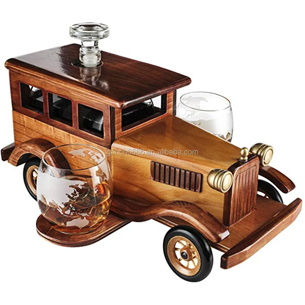 Juego de decantador de whisky, soporte de coche Vintage de moda antigua, gafas de cristal, Bar, accesorios para licor, 2022