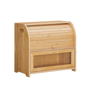 Boîte à pain en bambou An Yue à double couche avec couvercle, rangement pour comptoir de cuisine, pour fruits et légumes, couleur bois naturel - Product Image 5