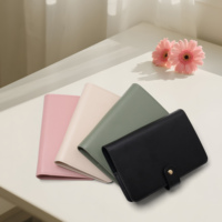Couverture de planificateur en cuir PU noir de qualité supérieure, logo personnalisé, budget, classeur à 6 anneaux avec fente pour cartes, boucle pour stylo