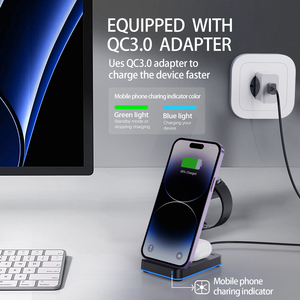 2024 nouveaux produits 3 en 1 <span class=keywords><strong>chargeur</strong></span> sans fil Double face montre conception de charge pour <span class=keywords><strong>iwatch</strong></span> pour montre samsung - Product Image 2