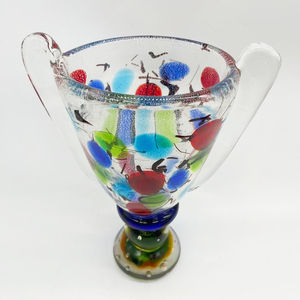 हस्तनिर्मित मुरूनो ग्लास आर्ट डेको डिजाइन टेबलटॉप ट्रॉफी वैस कलात्मक विशेषता अद्वितीय क्रिस्टल वेस - Product Image 4