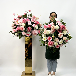 การจัดงานแต่งงานที่ราบรื่นการตกแต่งดอกกุหลาบสีชมพูขนาดใหญ่60ซม. การจัดดอกไม้ผ้าไหมเทียมตรงกลาง - Product Image 1