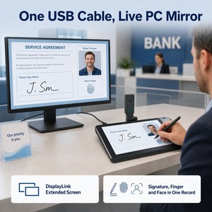 แท็บเล็ตเซ็นชื่อดิจิทัลแบบแม่เหล็กไฟฟ้าขนาด 10.1 นิ้ว พร้อมพอร์ต USB กล้อง 150 องศา และเครื่องอ่านลายนิ้วมือ สำหรับใช้งานกับคอมพิวเตอร์ตั้งโต๊ะและแล็ปท็อป - Product Image 3