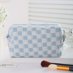 Borsa da Viaggio per Trucchi in Tessuto Non Tessuto a Quadretti con Manici Laterali, <span class=keywords><strong>Cerniera</strong></span> Premium e Design alla Moda, Grande - Product Image 3