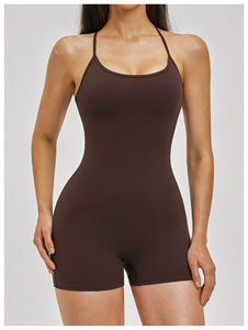 Mono deportivo personalizado de una pieza sin espalda, enterizo deportivo al por mayor, mono corto de yoga para mujer - Product Image 5