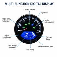 Odometer Tachometer Speedometer Digital LCD Sepeda Motor Universal 12000 RPM untuk Modifikasi Retro dengan Kit Sensor Magnetik