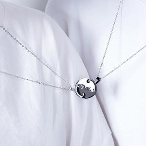 Beyaz siyah kedi dostluk sevgililer günü kolye için özel takı paslanmaz çelik kadınlar kızlar için 2024 takı hediye seti - Product Image 3
