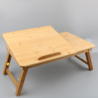 Petit bureau d'ordinateur portable en bambou plateau de petit déjeuner réglable Table pliante lit avec plateau inclinable