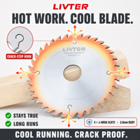 LIVTER Lame de scie circulaire à rainurer TCT réglable sur mesure 180x5.0/3.8x35x36T pour le travail du bois