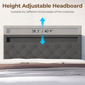 Đèn LED Giường Nền Với Tấm Đầu Giường Hiện Đại Khung Giường Giường Giường Bọc Giường Cỡ Lớn Bộ Đồ Nội Thất Phòng Ngủ Kèm Hộp Đựng - Product Image 4