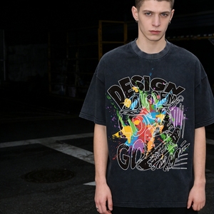 Camisetas Vintage Personalizadas de 260 g/m² con Lavado Ácido, Camisetas Extra Grandes de Algodón Grueso con Lavado Ácido para Hombre, Venta al Por Mayor - Product Image 1