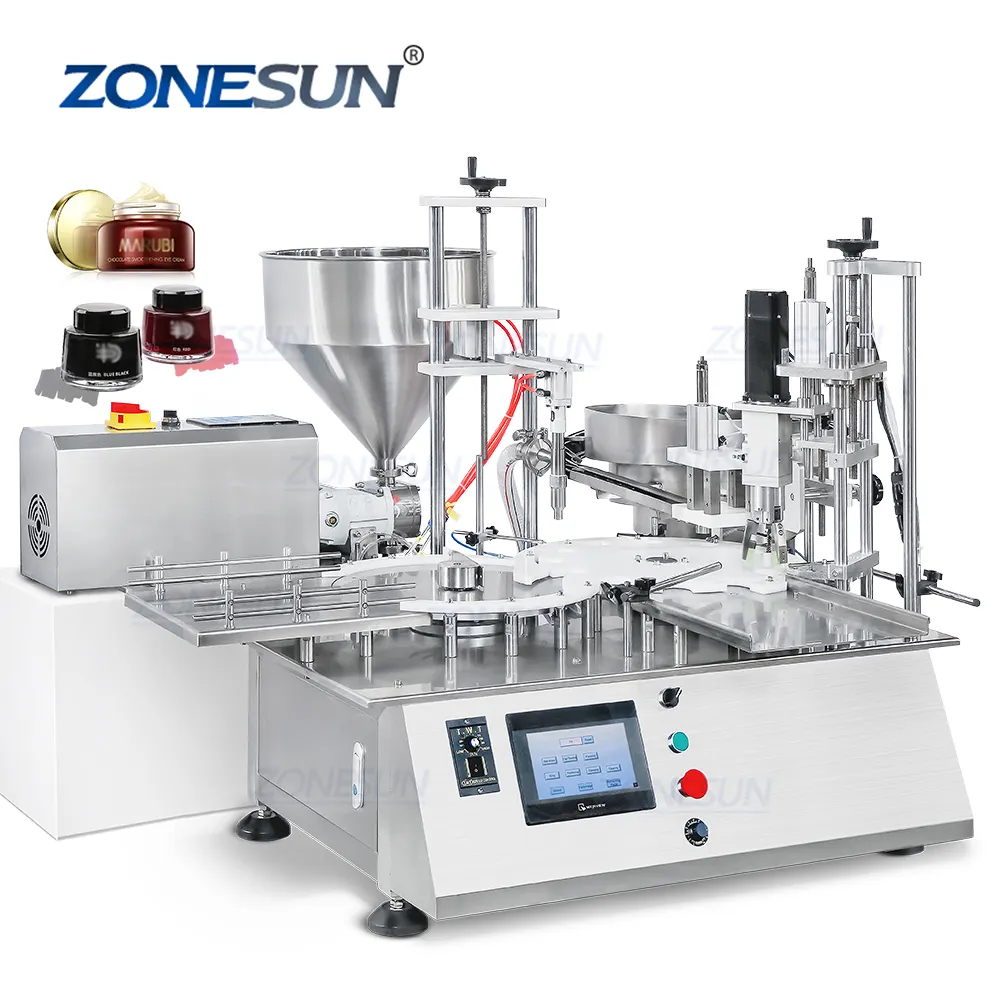 ZONESUN ZS-AFC19 Desktop Automatic Rotor Pump Rotary Bottles Cream Paste Cosmetic Filling Capping Machine