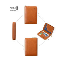 Nouvel étui de voyage en cuir PU pour passeport, avec blocage RFID, sac familial pour passeports et certificats, porte-cartes de banque portable
