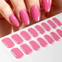 16 autocollants pour ongles UV semi-durcis pré-dessinés, longue durée, couleur unie, enveloppes pour ongles, séchage rapide, lampe LED, gel pour ongles