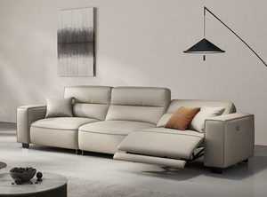 Sofá Cama Seccional Eléctrico Reclinable de 3 Plazas de Piel Convertible de Estilo Contemporáneo para Sala de Estar - Product Image 3