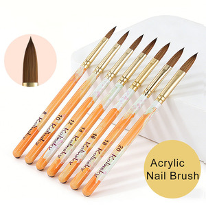 Wooden Handle <b>Nail</b> Brush Set Size 8 10 12 14 16 18 20 Nylon Crimped 3D Acrylic Powder <b>Extension</b> Manicure Salon <b>Nail</b> Brushes - Product Image 1