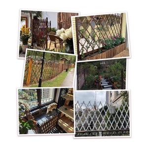 Valla telescópica de madera para jardín, de base plana, con patas de madera, fácil de montar, resistente a la putrefacción, duradera y ecológica. - Product Image 6