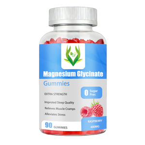 Gomitas de Glicinato de Magnesio de Marca Privada OEM, Sin Azúcar, Extra Fuertes, para Dormir Mejor, Relajación Muscular, Calma Mental, Sabor Frambuesa - Product Image 1