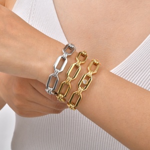 Pulseras de Joyería Fina, Cadena de Acero Inoxidable Chapada en Oro, Diseño de Cadena Simple y Elegante Estilo Hip Hop, Ideal para Regalo - Product Image 6
