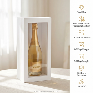 Boîte à vin blanche de luxe pour une <span class=keywords><strong>bouteille</strong></span> avec fenêtre transparente, emballage cadeau en carton rigide - Product Image 1