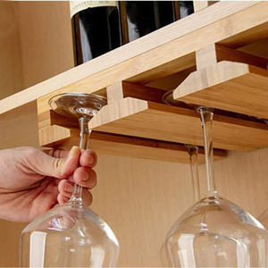 Support à verres en bambou <span class=keywords><strong>sous</strong></span> l'étagère ou l'armoire, organisateur de séchage pour verrerie en bois pour la maison, la cuisine, le bar - Product Image 5