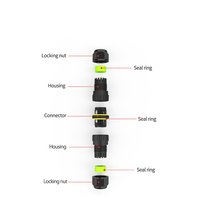 Câble d'éclairage extérieur LED en nylon IP68 PA66 2 broches 3 broches 24A, connecteur de câble étanche en plastique à assemblage rapide avec bornes