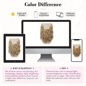 Extensions de cheveux à clipser, courtes, bouclées, ondulées, blondes, invisibles, en dentelle, naturelles, douces, blondes dorées - Product Image 6