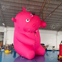 Décoration de jouet géant gonflable d'hippopotame en plein air grands jouets pour animaux publicité gonflable