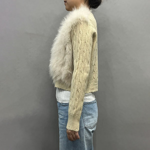 Cardigan élégant à col rond et fermeture éclair en fausse fourrure pour femme – Pull décontracté en fausse fourrure de renard - Product Image 3