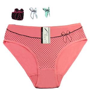 กางเกงชั้นในเอวกลางทรงฮิปสเตอร์ ผ้าถัก ลายจุดน่ารัก พร้อมโบว์ ไซส์ใหญ่พิเศษ XXL XXXL XXXXL - Product Image 4