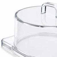 Boîte de présentation carrée en acrylique transparente pour gâteaux et pâtisseries, avec couvercle et base, personnalisable avec logo OEM