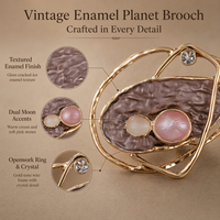 Bros Magnetik Planet untuk Wanita Tanpa Pin, Bros Enamel Ruang Angkasa, Bros Geometris Berlapis Emas, Perhiasan Abstrak Vintage