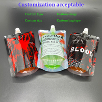 Vente en gros de sacs d'emballage de sang 250ML pour boissons Décoration de fête Halloween/Vampire/Infirmière Graduation/Zombie Party Spouted Pouch