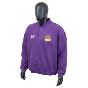 Sweat-shirt en molleton de coton à logo brodé personnalisé TOPSHOW, manches longues, homme, quart de bouton caché, pull-over - Product Image 1