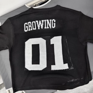 T-shirt surdimensionné à manches courtes en maille épaisse personnalisé, respirant, avec motif lettres imprimé en sérigraphie, 100 % polyester - Product Image 1