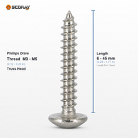 Vis autotaraudeuses à tête cruciforme Phillips en acier inoxydable 201 TA M3 M3.5 M4 M4.5 M5 6mm-45mm métriques résistantes à la corrosion