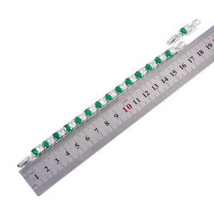 กำไลข้อมือสีเขียวมรกตสีเงิน925สำหรับเจ้าสาวสำหรับผู้หญิงหินลูกบาศก์เซอร์โคเนียเครื่องประดับเครื่องแต่งกายสำหรับงานแต่งงาน - Product Image 2