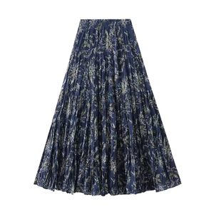 Custom Floral Print pleated <b>skirt</b> High Waist Loose Fit Retro Vacation Beach <b>skirt</b> for women long Classic Elegant ruffle <b>skirt</b> - Product Image 3