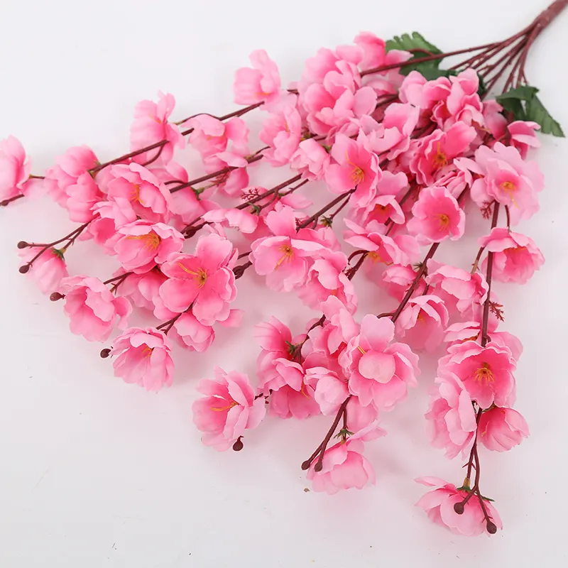 Galhos de flor de cereja artificial, flores de sakura falsas de seda, arranjos de flores para decoração