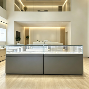 Vitrine simple grise pour téléphones portables avec éclairage LED pour produits numériques, comptoir d'expérience personnalisé - Product Image 5