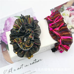 Coletero de tela de gasa de doble capa con estampado de girasoles, fresco de verano, para moños sencillos y delicados, flores para el cabello y coletas - Product Image 4